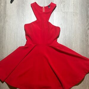 Windsor Red Fit-and-Flare Cutout Dress